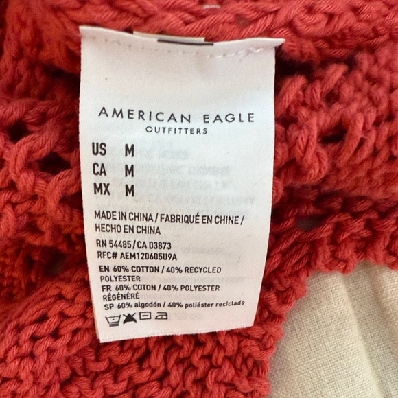American Eagle Outfitters Red Open Knit V-Neck Sweater - Picture 8 of 10